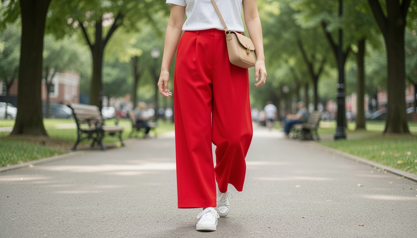 9 Bright Red Culottes Outfit Street Style To Turn Heads