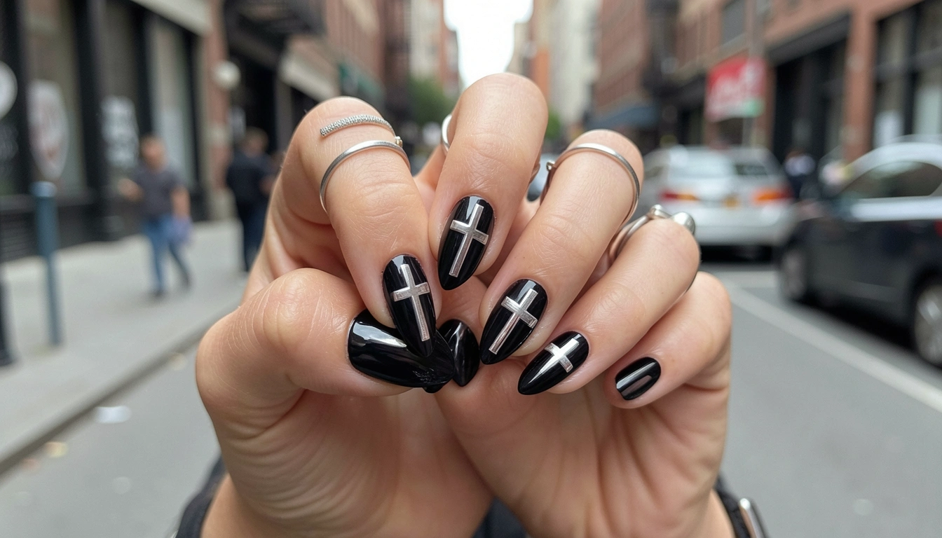 20 Cross-Inspired Street Style Cross Nails For Gothic Vibes